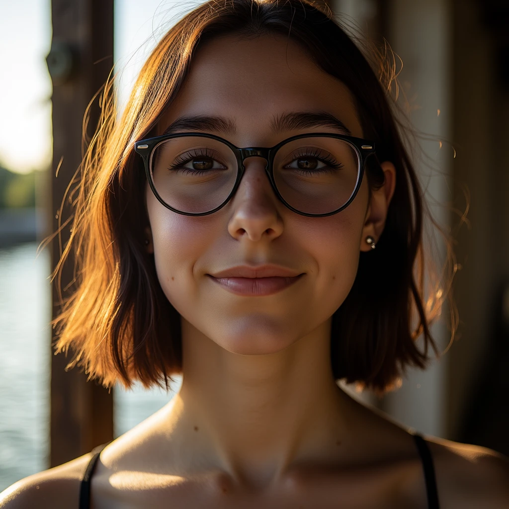 hfsuzy, glasses, Beautiful model. Dynamic light. Canon.