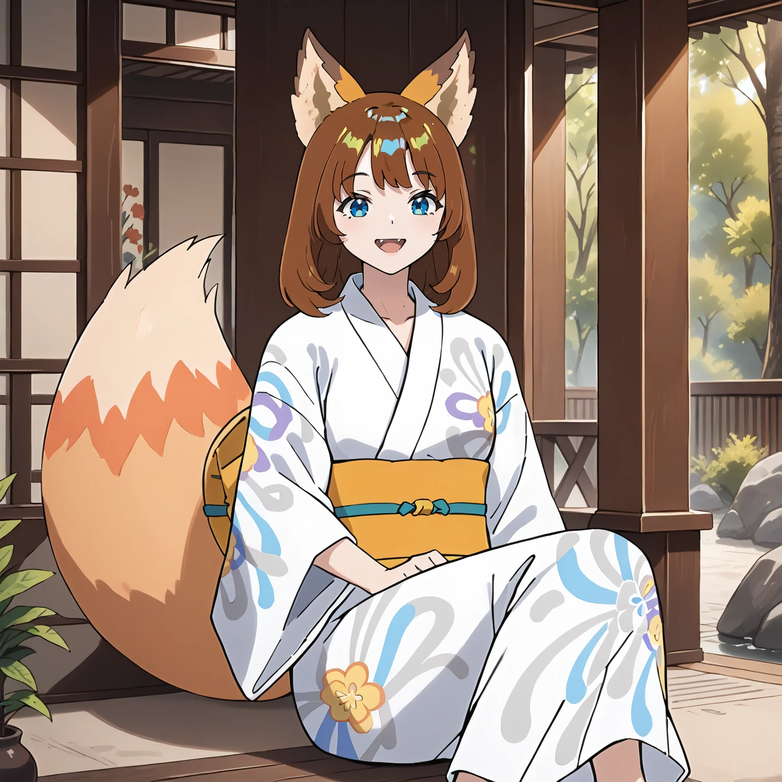 <lora:DG_Dongitsune5XLpony001>,
outdoors,nature,
smile,open mouth,
solo,
Dongitsune5,1girl,brown hair,fox ears,medium hair,blue eyes,
yukata,obi,
fox tail,
sitting,