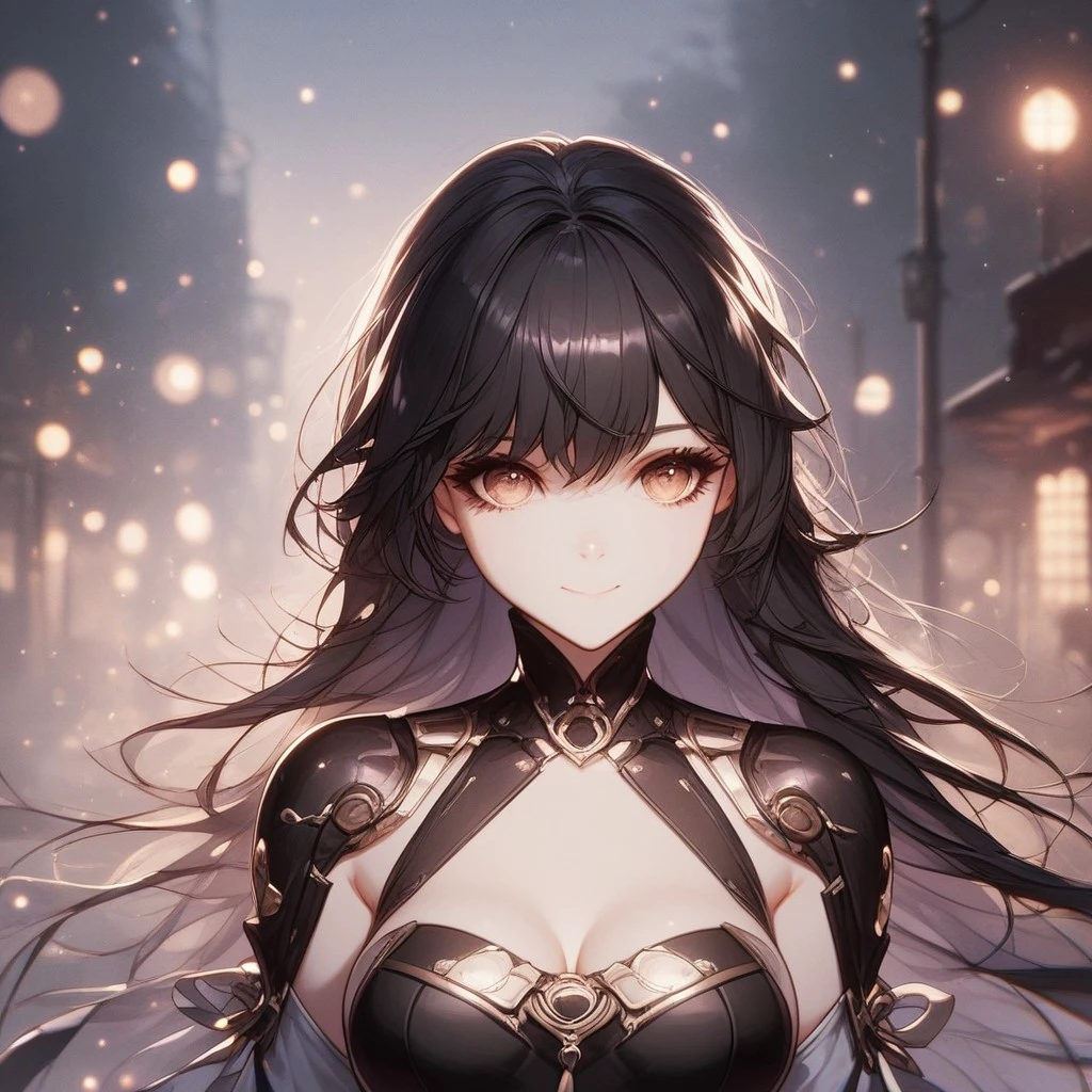 Best Quality, high detail, 4k, human, robot girl, Android Face(Metal), steel & titanium leather, robotic face(with human features), cyber eyes(Circle of hard eyes, clear pupil), 1 girl, Formal, perfect hands(5 fingers), Wig(fake fur), big breasts, Bionic armor, longitud total, whole body, Masterpiece body,