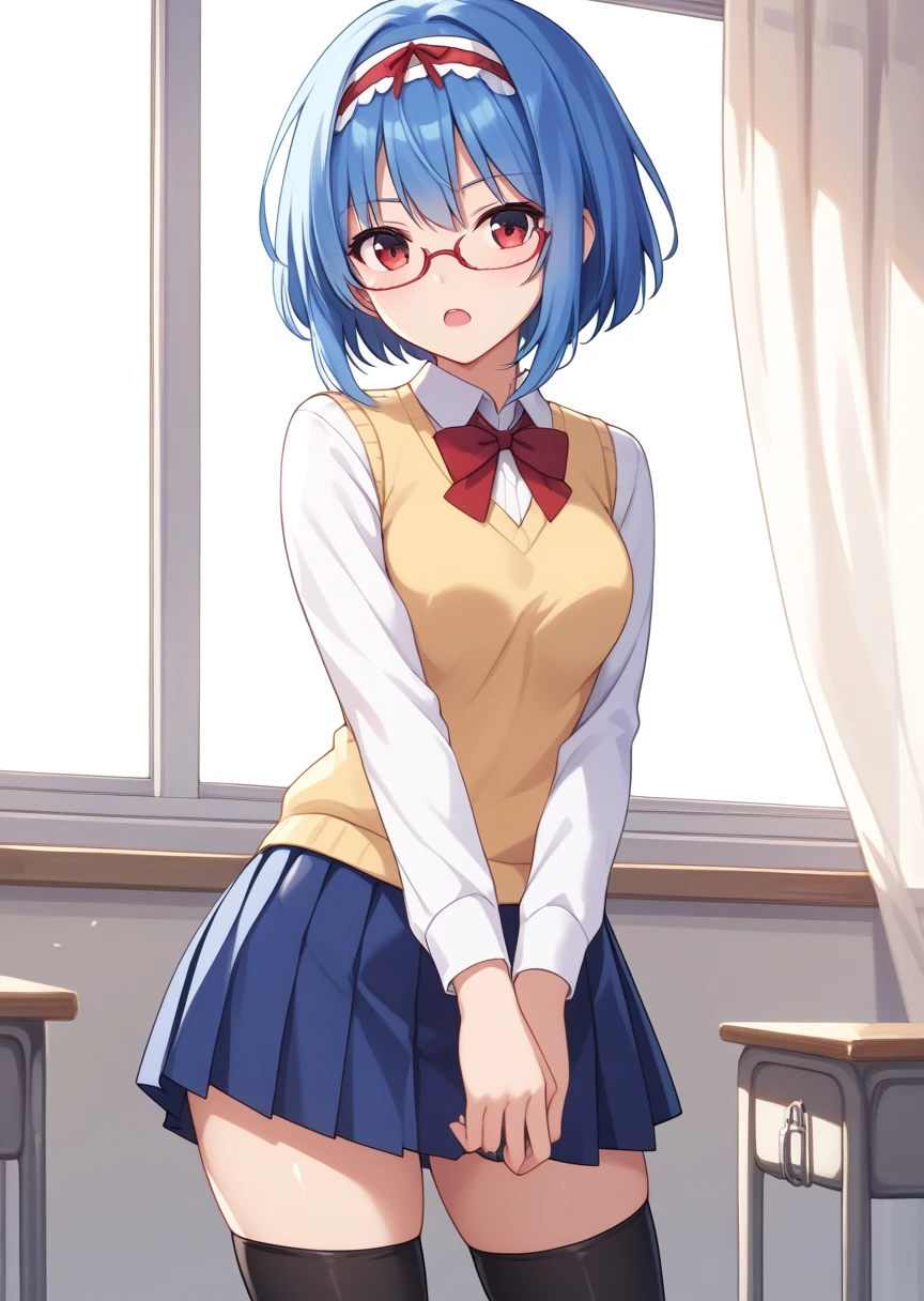 (8k, 最High quality)、超High resolution、adorable、最High quality, beautiful, Absurd beauty,(8k, 最High quality)、超High resolution、Bright blue hair、Blue eyes、 girl、Small breasts、Braided half bob hair、uniform、Me in a knitted cardigan、 girl、Looks about 15 years old、Petan Musume、In the classroom、(missionary, 1boy, penis, lying, vaginal, ass pov, sex, nsfw)、quality, High resolution, Very detailed, Detailed Background, Perfect lighting、masterpiece、Best image quality、最High quality、、 (cryin) ,Cute Characters, Most detailed, High quality、nose blush、steam、Oblique angle、Shiny Hair、Very fine and beautiful bright eyes、be scared、Very detailed, clear and beautiful face、Slender body、Awards, Anatomically correct、((Scared))