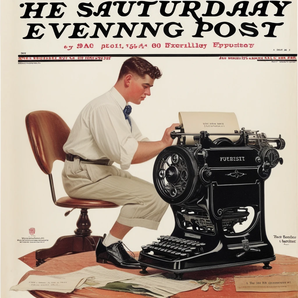 a saturday post magazine cover advertising a new typewriter