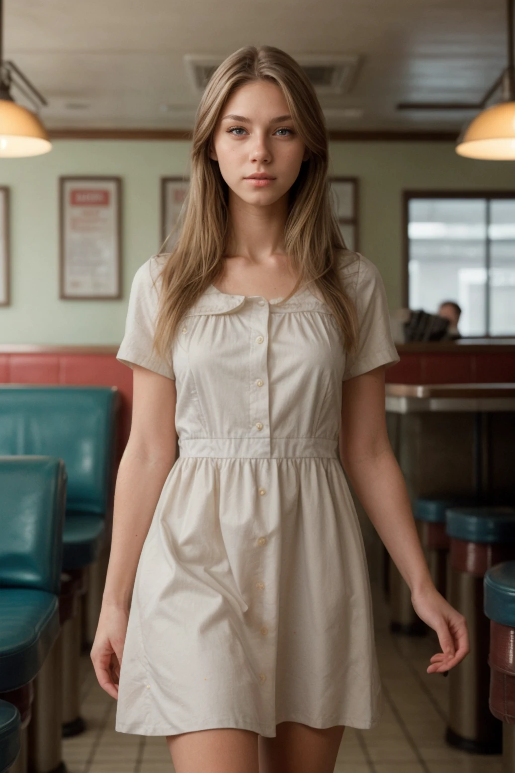 1girl, (walking in a diner:1.3), (waitress dress:1.3), PA7_Photo, PA7_Human-Likeness, <lora:add_detail:0.5>, <lora:PA7_Beautify:0.15>, <lora:anjelicapsy_ada:0.9>
