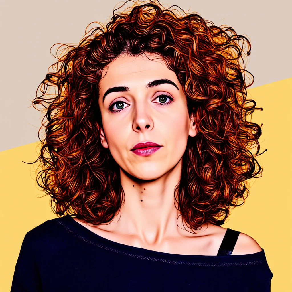 <lora:Sophie Hermans:1.4> Sophie Hermans, woman, curly hair, Boat neck sweater, Indie game art, Vector Art, Borderlands style, Arcane style, Cartoon style, Line art, Disctinct features, Hand drawn, Technical illustration, Graphic design, Vector graphics, High contrast, Precision artwork, Linear compositions, Scalable artwork, Digital art, cinematic sensual, Sharp focus, humorous illustration, big depth of field, Masterpiece, trending on artstation, Vivid colors, trending on ArtStation, trending on CGSociety, Intricate, Low Detail, dramaticâââ