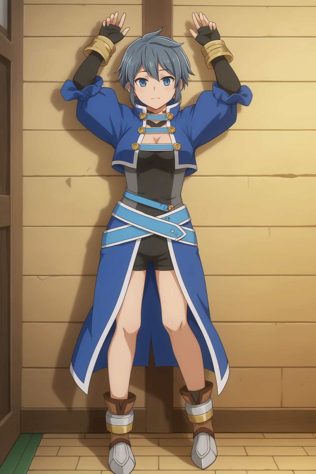 score_9,  Ardee Varma, anime style,  Leaning against a wall with legs slightly apart, Onboard a Cruise Ship <lora:Danmachi-Ardee_Varma-PDXL:0.8>