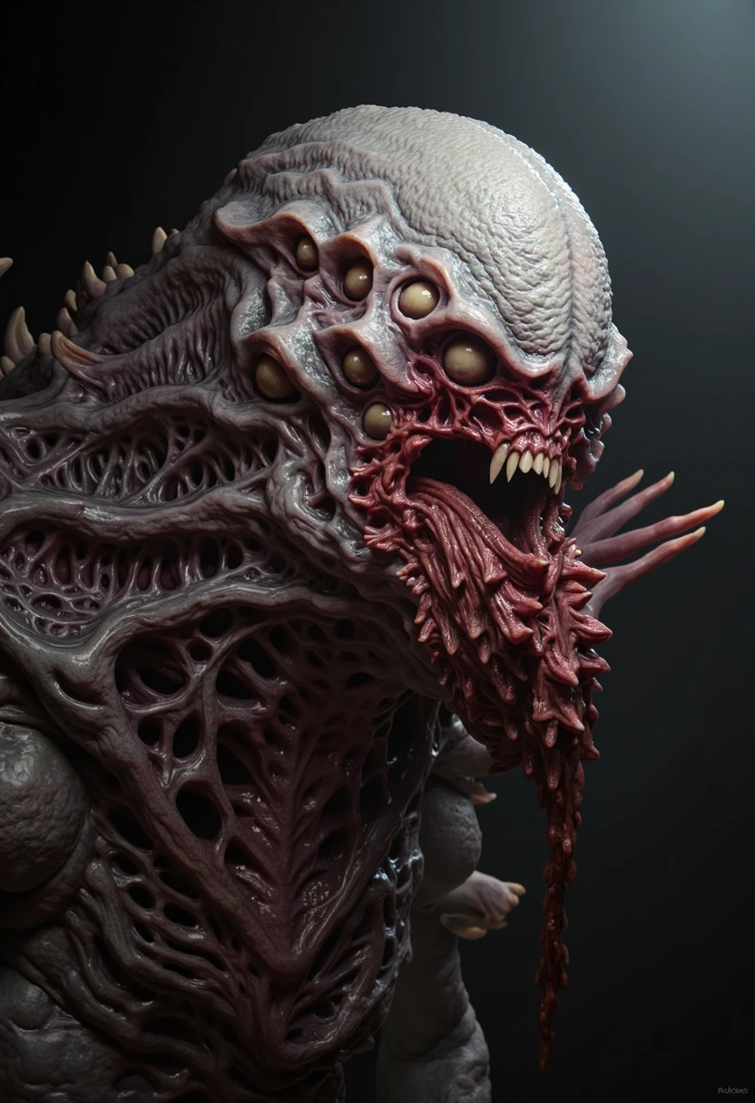  ishin_postflesh, monster Grimace, ultra detailed, sharp