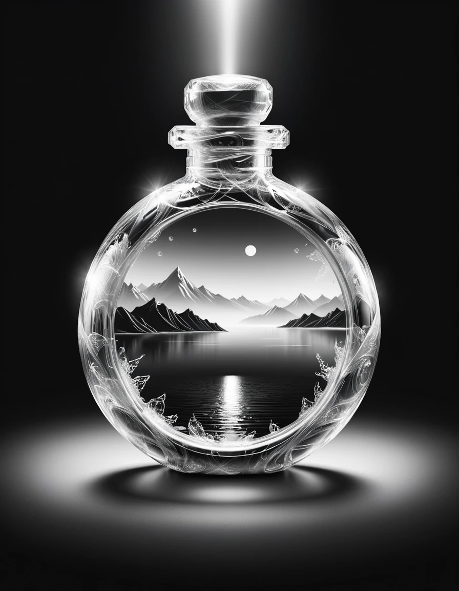 Vector Art, Warm ral-trnzpwrp, covered in Oil, horizon-centered, 50mm, BW, Movie concept art, black and white, <lora:ral-trnzpwrp:1>, beautiful detailed, delicate, vibrant, fine polished, enchanted, luxury, beautiful elegant, glowing, epic atmosphere, sunny, pure