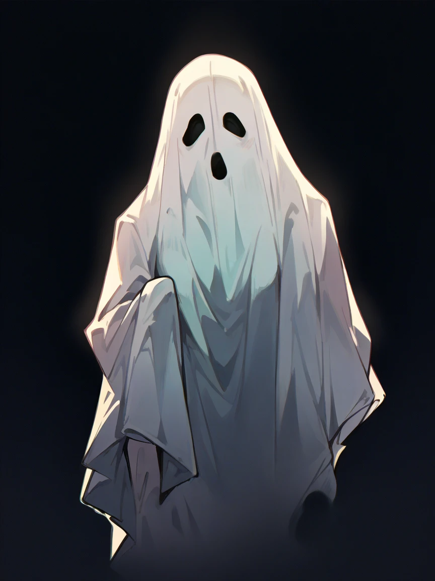 score_9, score_8_up, score_7_up, score_6_up, score_5_up,  <lora:sheetghostXLP:1> sheet ghost, solo, ghost costume, 1girl, black background