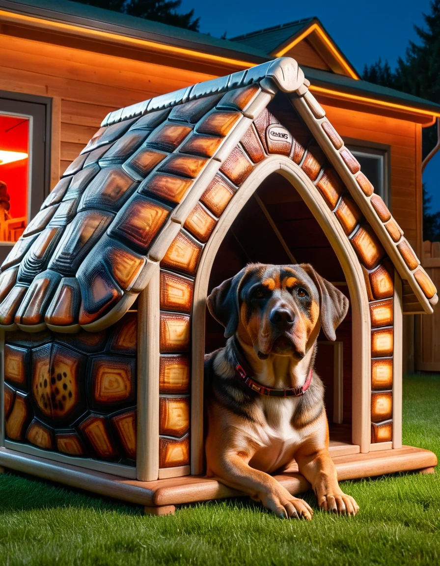 Aggressive ral-trtlshl, Doghouse in background, in focus, Realistic, 800mm lens, <lora:ral-trtlshl:1>, ambient atmosphere, vivid colors, epic atmosphere, ambient illumination, stunning, illustrious quality, set logical ambient background, original