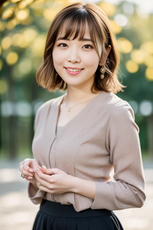 1girl,,(RAW photo, best quality), (realistic, photo-realistic:1.4), masterpiece, an extremely delicate and beautiful, extremely detailed, 2k wallpaper, Amazing, finely detail, extremely detailed CG unity 8k wallpaper, ultra-detailed, highres, soft light, beautiful detailed girl, extremely detailed eyes and face, beautiful detailed nose, beautiful detailed eyes,cinematic lighting,perfect anatomy,
(at a park), (autumn scenery),(golden gingko leaves in the background), Tokyo university, (bokeh)
(wearing blouse and jacket) (long skirt)
(various angles)
smiling
<lora:chest size:-1>
<lora:uchiyamayumi_lora:0.8>