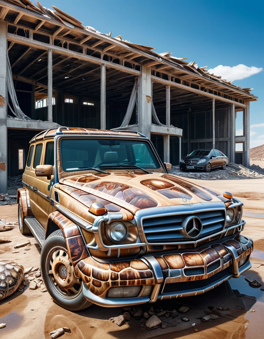 award winning, POV shot of a ral-trtlshl, Maniacal and Dilapidated, it is made by Mercedes-Benz, in focus, F/8, <lora:ral-trtlshl:1>, professional creative, complex artistic color composition, handsome, original, magical, sunny, confident, fine polished, contemporary, elegant, glossy, best