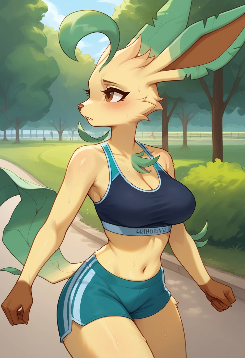 score_9, score_8_up, score_7_up,
((best quality)), absurdres,
<lora:LeafeonPXL:1> LeafeonPXL, hourglass figure, anthro, female, 1girl,
park, jogging, (sports bra, revealing shorts,translucent topwear), sweat, outdoors, half body portrait,
<lora:Smooth Anime Style LoRA XL:0.7> Smooth, Anime, <lora:Expressive_H:1> Expressiveh,