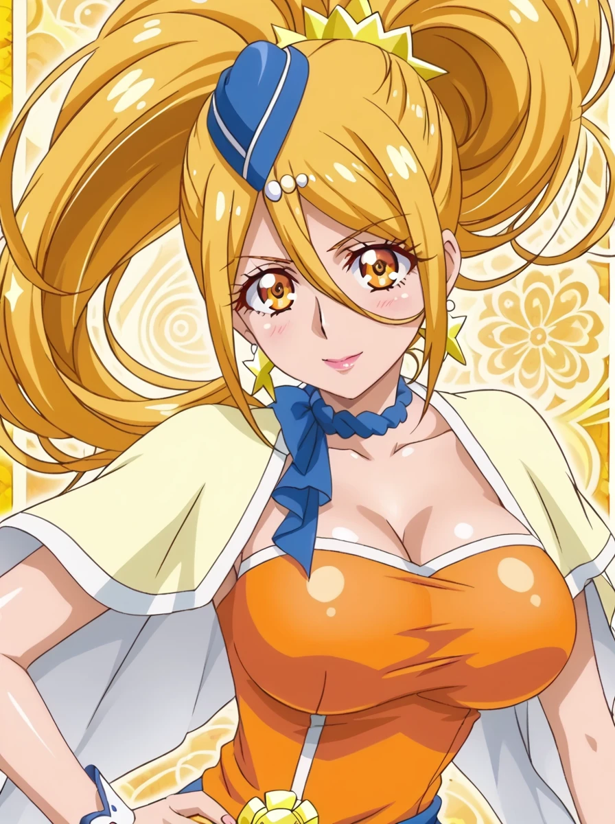 detailed background, shiny skin, posing, uncensored,
<lora:cureetoile.pony:1.0>,
cureetoile,
large breasts,