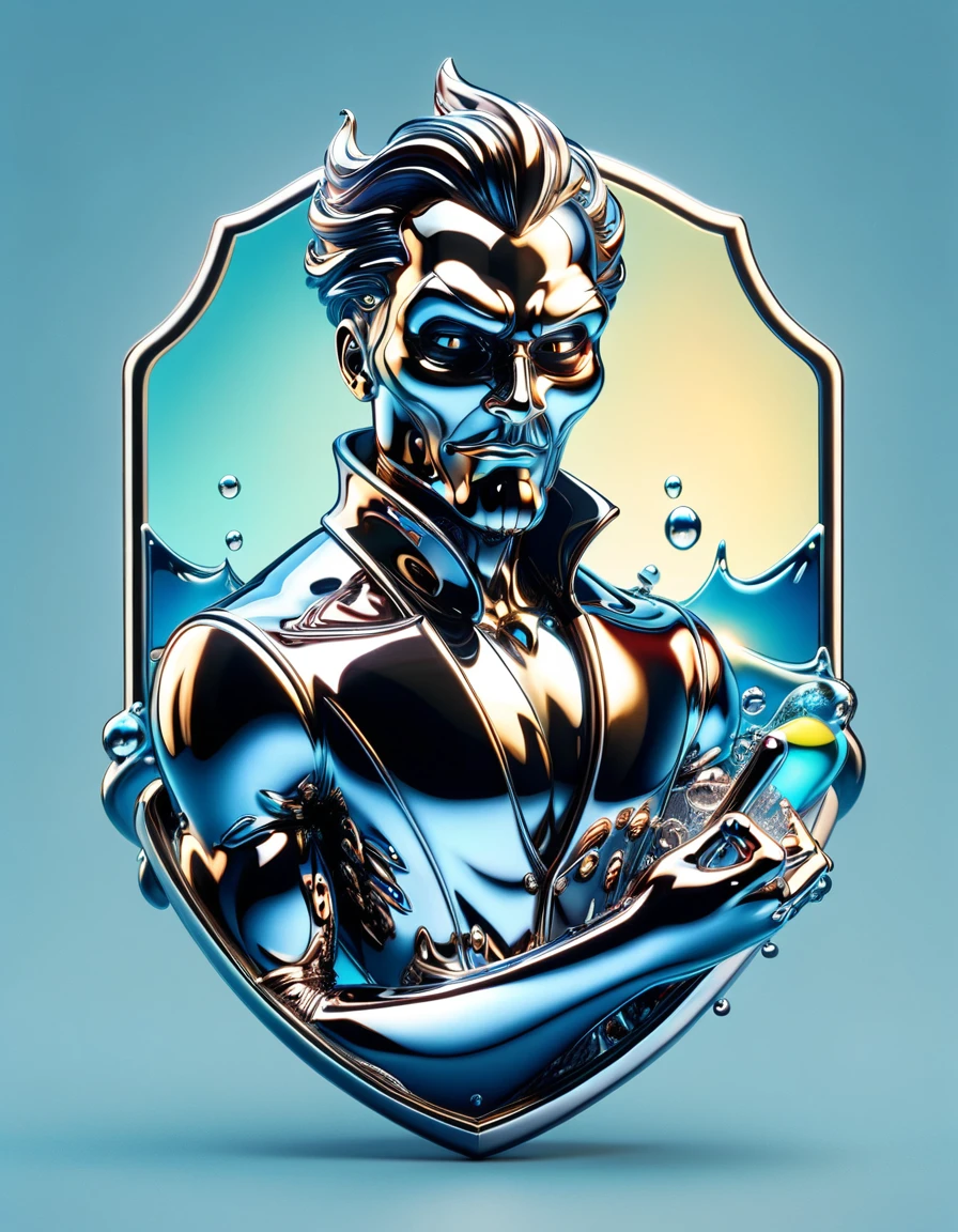 water, Creative Singaporean (ral-shnysrfz:1.3) , smooth, anthropomorphic reimagined as a Disney movie villain character, Cosy, Margins Art, F/14, <lora:ral-shnysrfz:1>, dynamic cinematic color, beautiful elegant, luxurious, fantastic aesthetic, badge, glowing