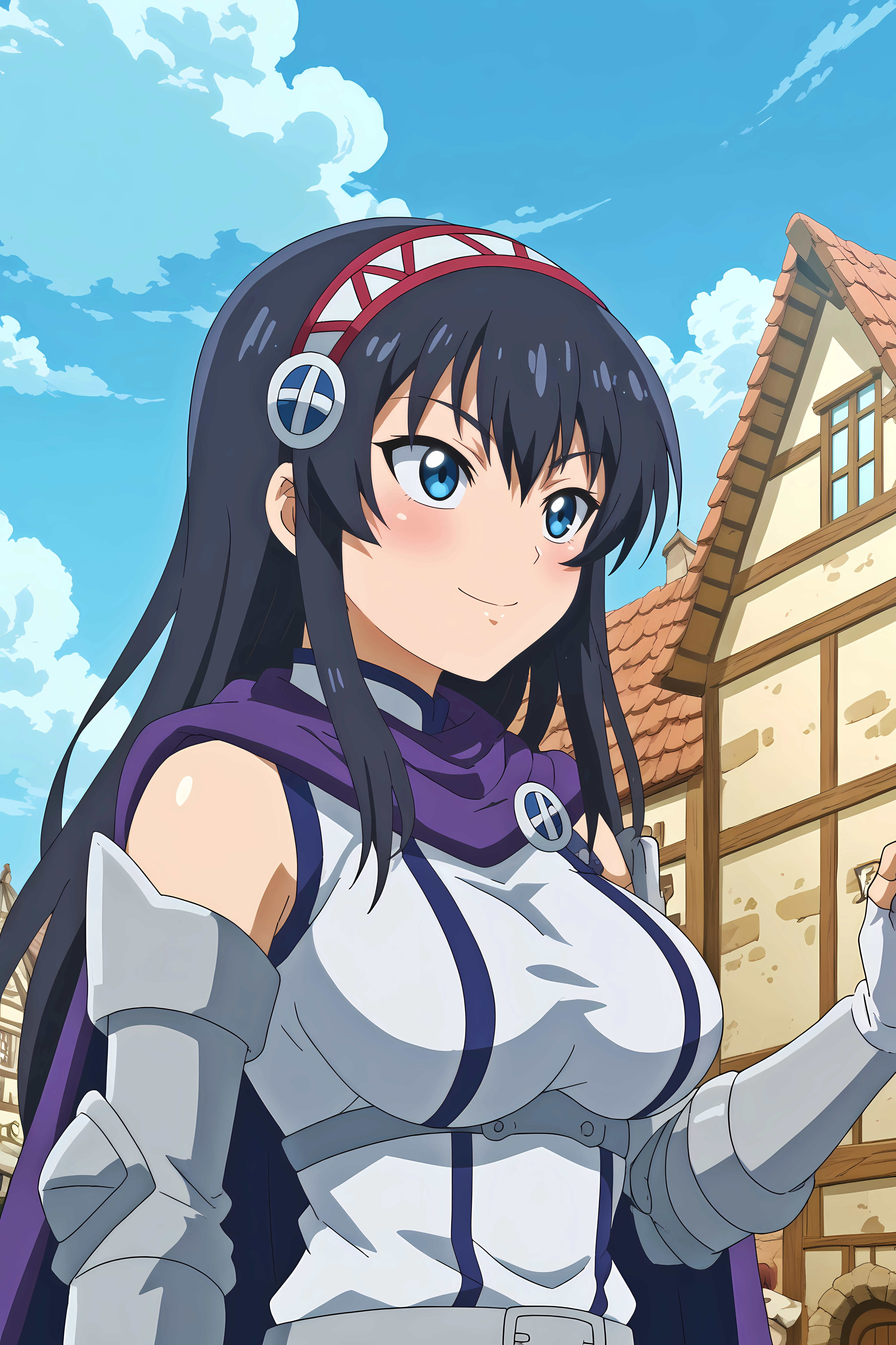 luvelia sanctos,1girl,solo,long hair,gloves,zettai ryouiki,hairband,breasts,large breasts,smile,cape,fingerless gloves

outdoors,old village,medieval village,blue sky,cloudy sky



<lora:Luvelia_Sanctos_-_Peter_Grill_to_Kenja_no_Jikan.safetensors:0.8>
<lora:detailed_backgrounds_v2.safetensors:0.5>
