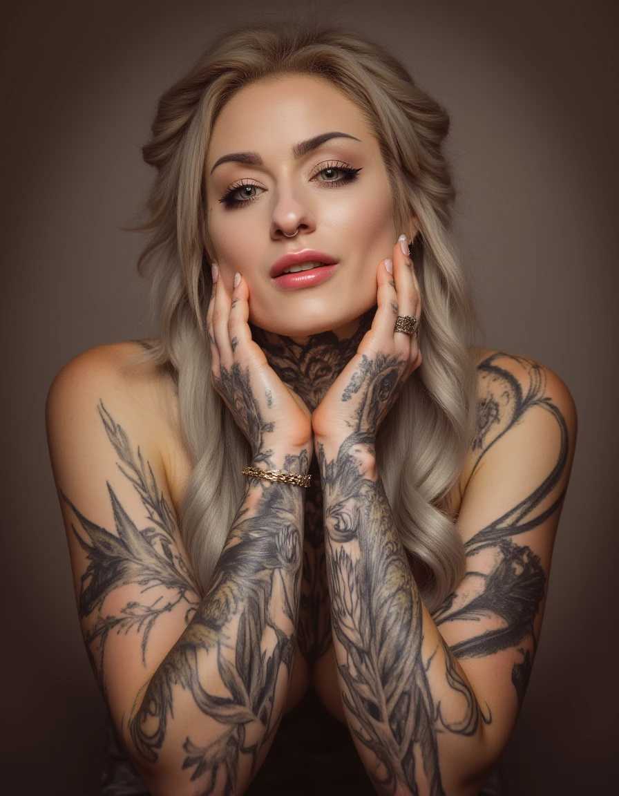 <lora:Ryan_Ashley-FLUX:1.25> ohwx woman, long blonde hair, tattoo,