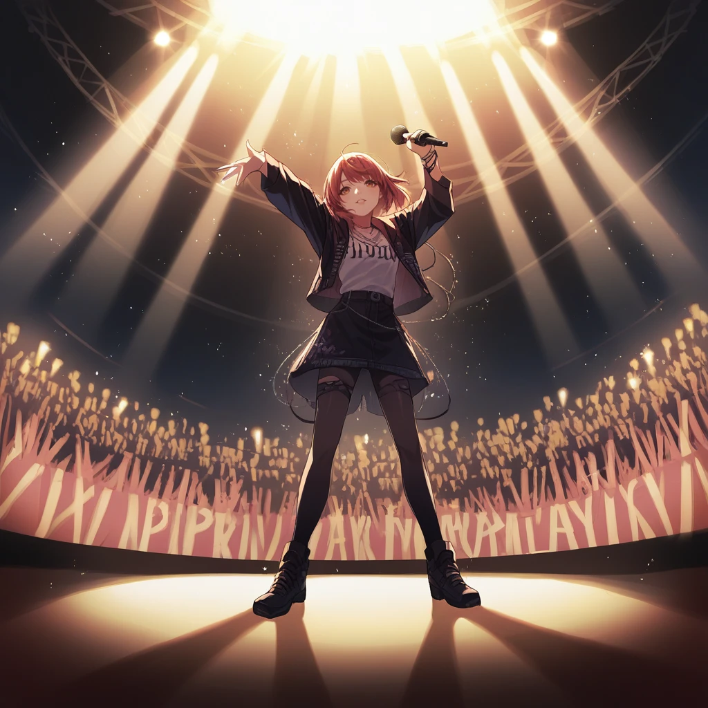 score_9, score_8_up, score_7_up, score_6_up, score_5_up, score_4_up, zPDXL2,rating_questionable, source_anime,  1girl, solo,  <lora:Concert_Stage:0.8> st4g3, concert, stage lights, stage,  microphone