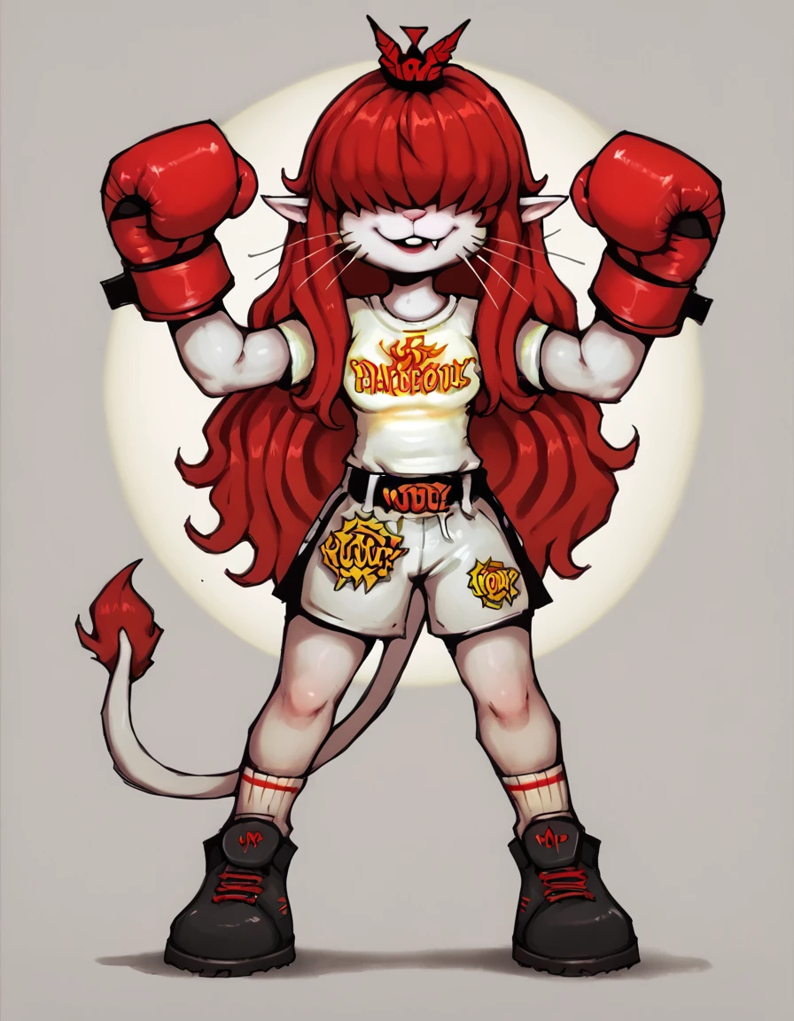 score_9, score_8_up
<lora:Cinna:0.4> cinnariral, 1girl, long hair, red hair, hair over eyes, pointy ears, whiskers, tail
 <lora:BoxingPov:1> boxing_pov, victory_pose <lora:w0rmb0yXLP:1.2> w0rmb0y