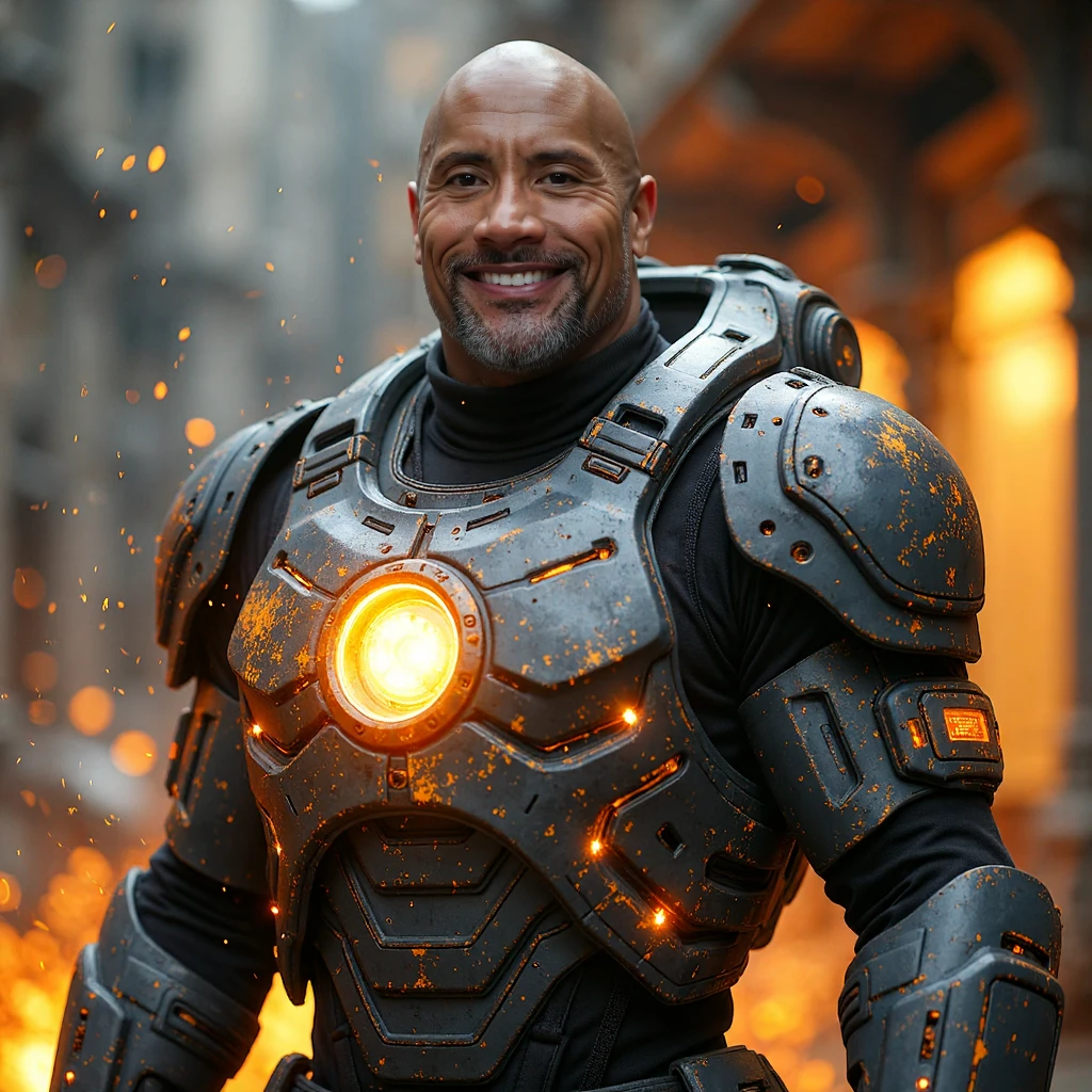 Dwayne Johnson, th3r0ck muscular male, chiseled physique, muscular arms, naturalistic background, realistic, high quality, 32K, cinematic lighting, dramatic, powerful, imposing, rugged, sculpted features, intense expression, confident, heroic, outdoor setting, dramatic lighting, photorealistic, ultra-detailed, hyper-realistic, cinematic, award-winning photography, professional quality, epic, masterpiece, --v 6 --s 1000 --c 20 --q 5