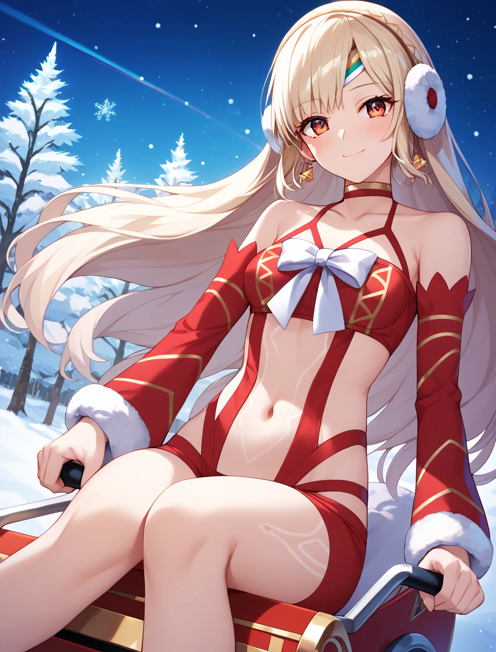 (photorealistic:1.8, highest quality:1.8,8K masterpiece:1.8,muste piece:1.8),One 23 year old woman,Soryu Asuka Langley,latex,(red plug suit,high leg swimsuit,choker),( face,details face,detailed lip,beautiful detailed blue eyes:1.7,double eyelid:1.6,long eyelashes),beautiful skin:1.8,beautiful thighs, (looking at the camera:1.5),(dynamic angle,Photo seen from below:1.3),( midium hair:1.2,twin tails,Beautiful shining blonde hair:1.5), expression(Impish Smile:1.3),Pause(back pose:1.3,Seductive pose:1.5),(Moderate chest:1.3),background(snowy mountain area:1.5),anatomically correct,normal hands:1.5,normal finger:1:5,normal feet:1.5,(cameltoe)