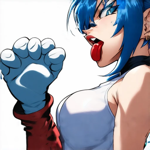 felicia capcom licking her paw