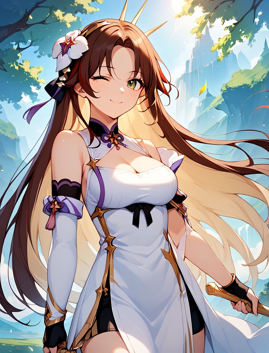 ((masterpiece、4k、8K(masterpiece, highest quality:1.6), thighs, beautiful girl, garden, blue sky, looking at the viewer, thin waist, official art, Raw photo, incredibly absurd, face light, dynamic lighting, cinematic lighting, surreal, High resolution, photo shoot, sharp focus, most detailed, very detailed, Super detailedな, finely, very detailed目と顔,fluttering grass,(spring,cherry blossomsの花),petal,(Lens flare),altocumulus,bright light,cool breeze,(shade) internal [cherry blossoms],grassland,.best image quality，naked，wipe panties，publish one&#39;chest of，sexy and excited，beautiful breasts,white skin,pointed chest,erect nipples,porn images，lots of sweat，wet costume，wet body，See through，underskirt lift，nipple slip from，cum on chest，(((1 girl))), ((highest quality)), ((masterpiece)), ((Super detailed)), (figure), (detailed light), (very delicate and beautiful), (detailed and beautiful eyes), (sunlight), ((very light)),  ((Very clothes)), (((hyper detail))),(((((front lighting))))),(((((front light))))),

((((quite adorable and girly Master Warlock's robe with a brief skirt and magical headband)))), (((Master Warlock))),
, 

(((wavy long hair))), ((((dark brown hair)))),  (((long hair))),
(((dark orange eyes))),

((whole body)), From 5 to 8 years old, ((((())))), ((((so adorable若い女の子)))),
((Condescending expressions)), ((Naughty smile with sexual satisfaction)),  (((so adorable))), (((((very thin shape))))), 
(((((very beautiful detailed face))))), 
(((Dynamically attack enemies with spells that stop the movement of planets in space))), (((Elegant Magic Boots))),

(dutch angle), (((white gloves))), ((Transparent Magical Underskirt)), Adorable magical pants that are slightly exposed