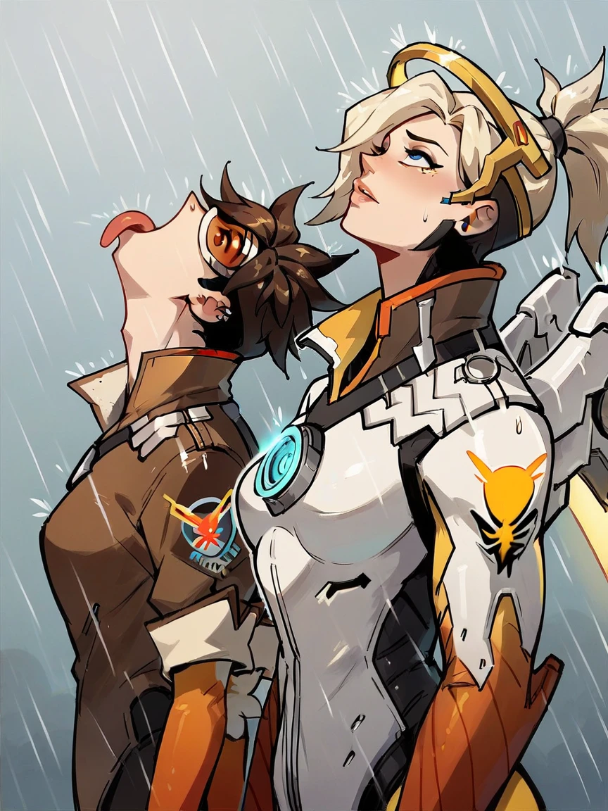 score_9, score_8_up, score_7_up, score_6_up, score_5_up,   <lora:VIRmemeXLP:0.6> vir, rain, looking up, 2girls, tongue out, tracer \(overwatch\), mercy \(overwatch\),