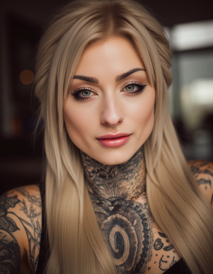 <lora:Ryan_Ashley-FLUX:1.25> ohwx woman, long blonde hair, tattoo,