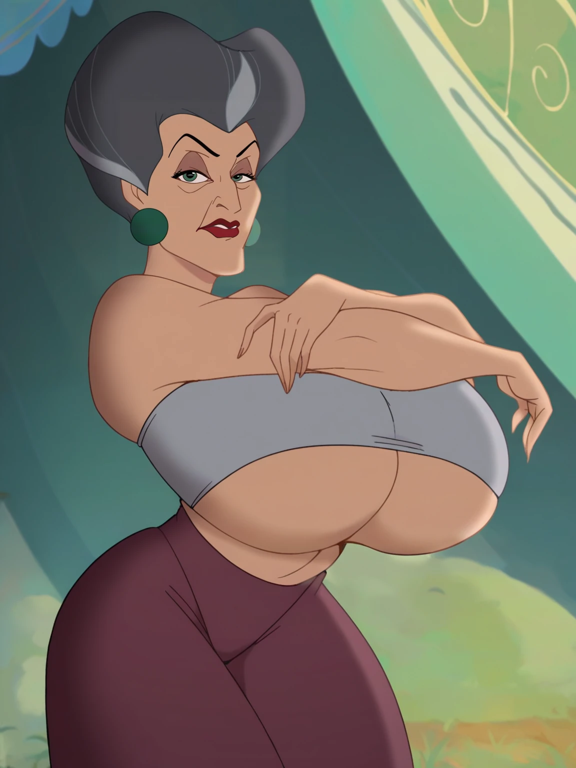 Aladin, Jasmine, 1girl, ((bimbo))), short blond hair, blue eyes, puffy lips, painted lips, thick lips, wide hips, thick thighs, enormous round fake breast, huge round Bella bellz ass, shiny skin, high waist black bikini, nipples, open legs
