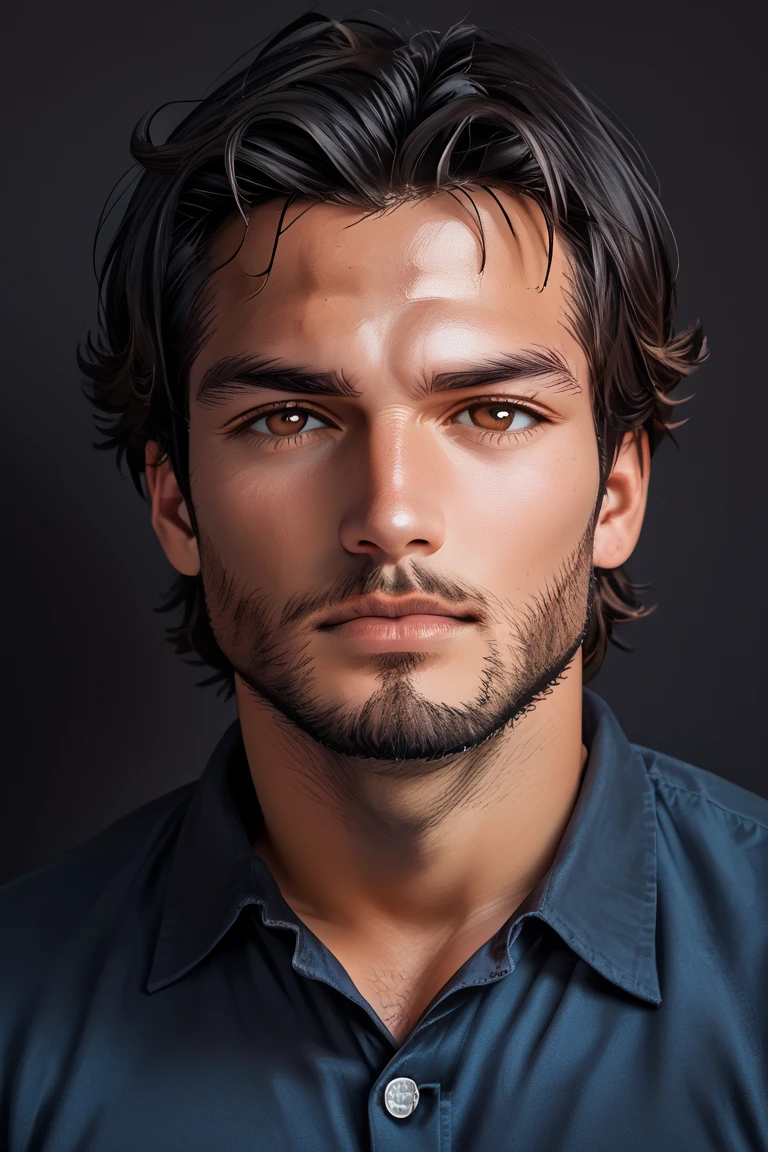 score_9, score_8_up, score_7_up, highest quality, extremely detailed, 4k, 8k, amazing quality, curvy, 
(crvy3grls, 1boy, portrait, looking at viewer, black background, black hair, brown eyes, beard, blue shirt, collared shirt, realistic, facial hair, male focus, solo, realistic, shirt, gradient background:1.1), plump, clothes lift, 
<lora:add-detail-xl:1.5> anime,
<lora:WackyArt-crvy3grls_V3:1> crvy3grls