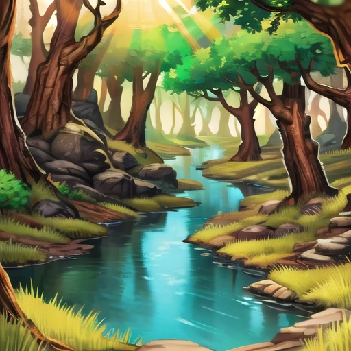 8k resolution wallpaper, tal1sman, landscape, forest, cinematic, river, scenery, day, sunlight, depth of field, (extremely detailed background), volumetric lighting, <lora:TALISMAN20:1>