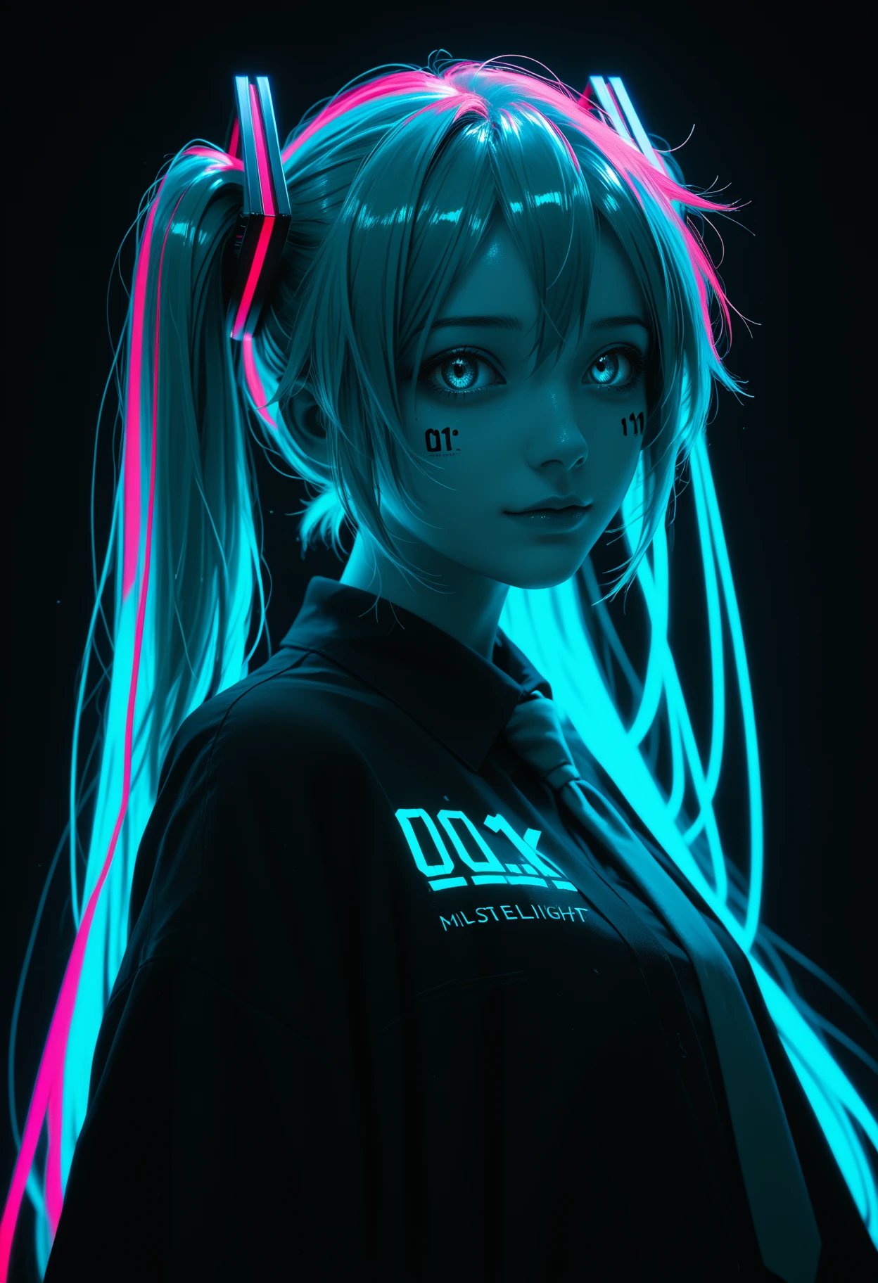 score_9,score_8_up,score_7_up,
Hatsune Miku,limited palette,black background,colorful,vibrant,glowing outline,neon,blacklight,looking at viewer, masterpiece, very aesthetic