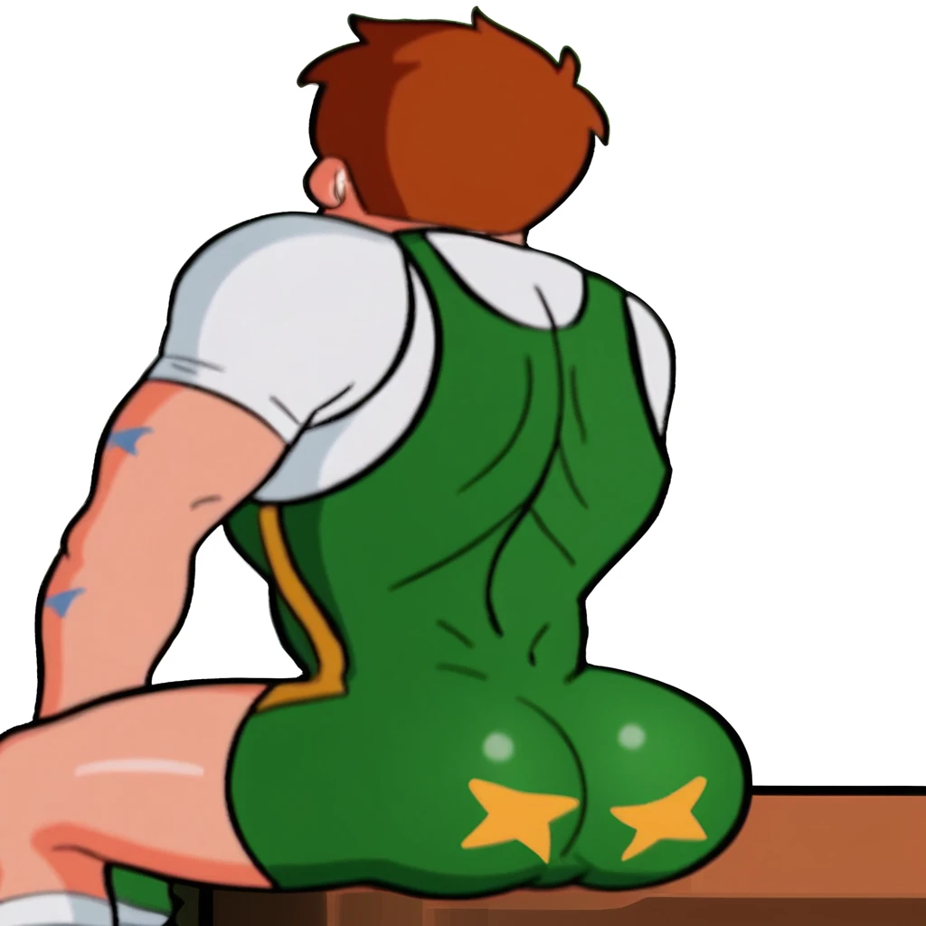 score_9, score_8_up, score_7_up, source_anime, 1boy, genderbend, femboy, big ?????, huge ?????, sitting, spreading legs, nami, short messy hair