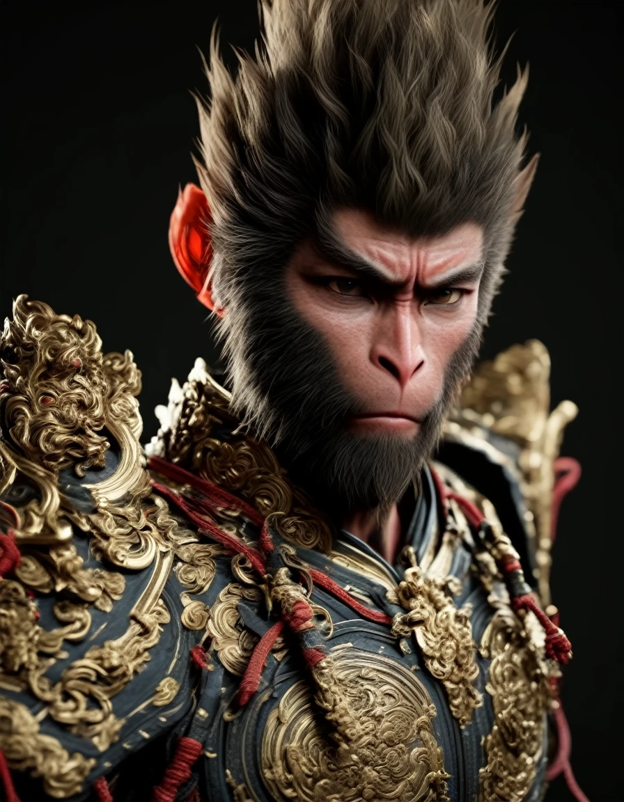 (masterpiece, best quality, stunning, highly detailed,high-contrast palette), ultrarealistic 4k,photoart_style,
wukong, wukong dasheng,male focus,solo,looking at viewer,
Cinematic Lighting, movie-level texture, trending on artstation,
<lora:wukong-000012:0.9>