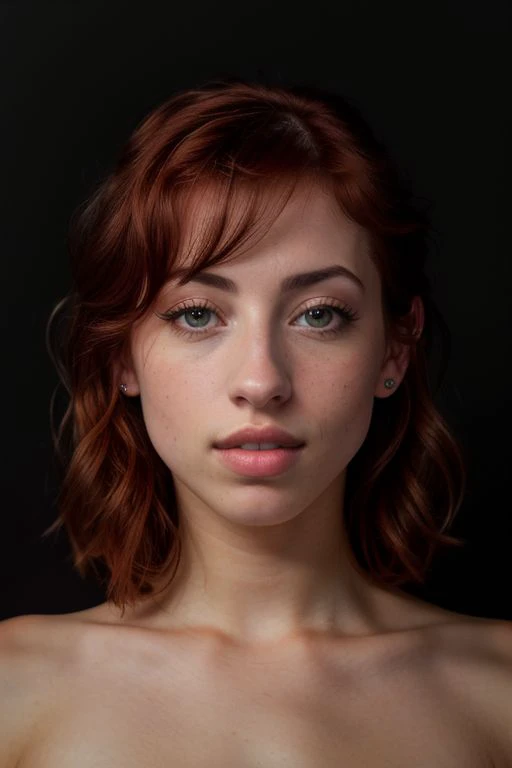 portrait of (DEN_elle_alexandraMK2), headshot, face focus, shadows, freckles
(plain black background:1.2),
bokeh, f1.4, 40mm, photorealistic, raw, 8k, textured skin, skin pores, intricate details <lora:epi_noiseoffset2:1>