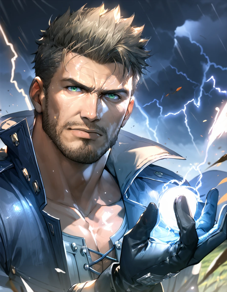 score_9, score_8, score_7_up, score_6, score_5, score_4, detailed face, field, storm, lightning
BREAK <lora:Cidolfus_Telamon_-_Pony_2:0.8>, (cid_t, light brown hair, green eyes, facial hair, jacket, belt, pants, gloves, boots), magic, electricity, holding magic, looking at viewer, storm eyes, close-up