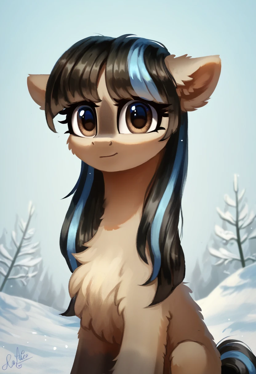 score_9, score_8_up, score_7_up, score_6_up, score_5_up, score_4_up, rating_safe, oc:cold shoulder, female, mare, pony, solo, chest fluff, cute, ears, floppy ears, fluffy, high res, looking at you, oc, facial markings, ear fluff, oc only, coat markings, yakutian horse, snow mare, detailed, beautiful, <lora:Snow_Ponies-000008:1>