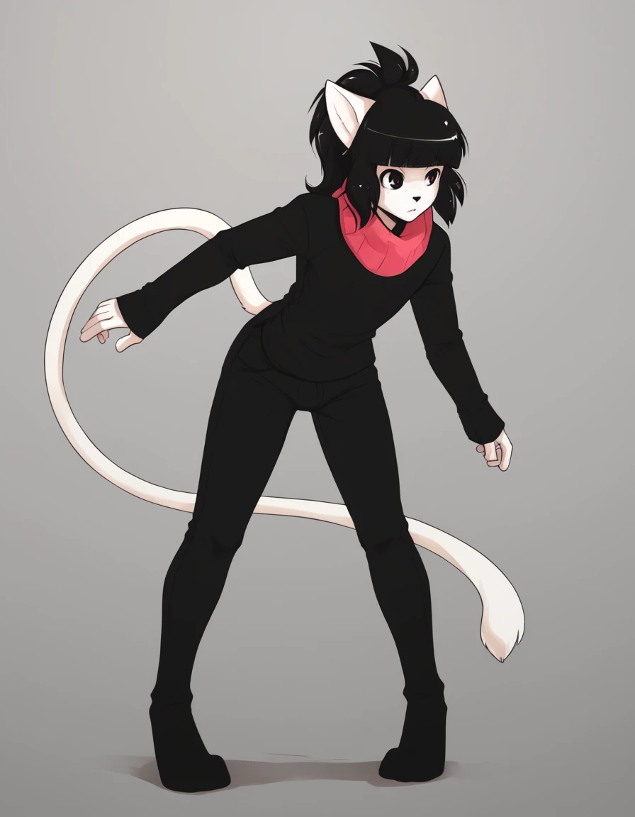 Mercy,1boy,solo,furry male,animal ears,black hair,cat ears,furry,cat tail,black eyes,ponytail,body fur,long hair,blunt bangs,
full body,
<lora:Mercy_v01_PDXL:1>,