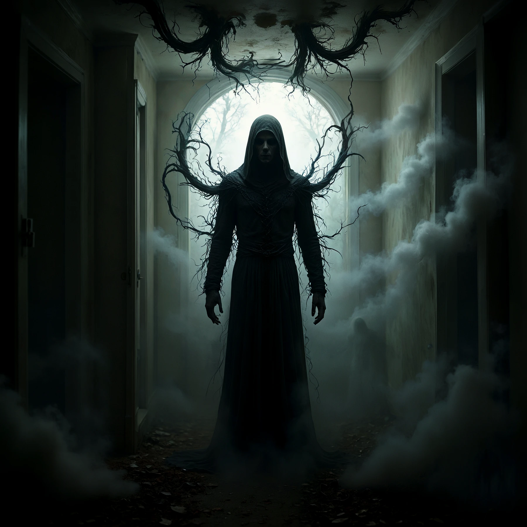 The horror emerging from a portal into your bedroom, hauntingly terrifying, ghostly tendrils, ethereal light. Male focus.

<lora:Nightmare01a_CE_SDXL_64x32x220x2bOT:0.8> nghtmrCE_Style