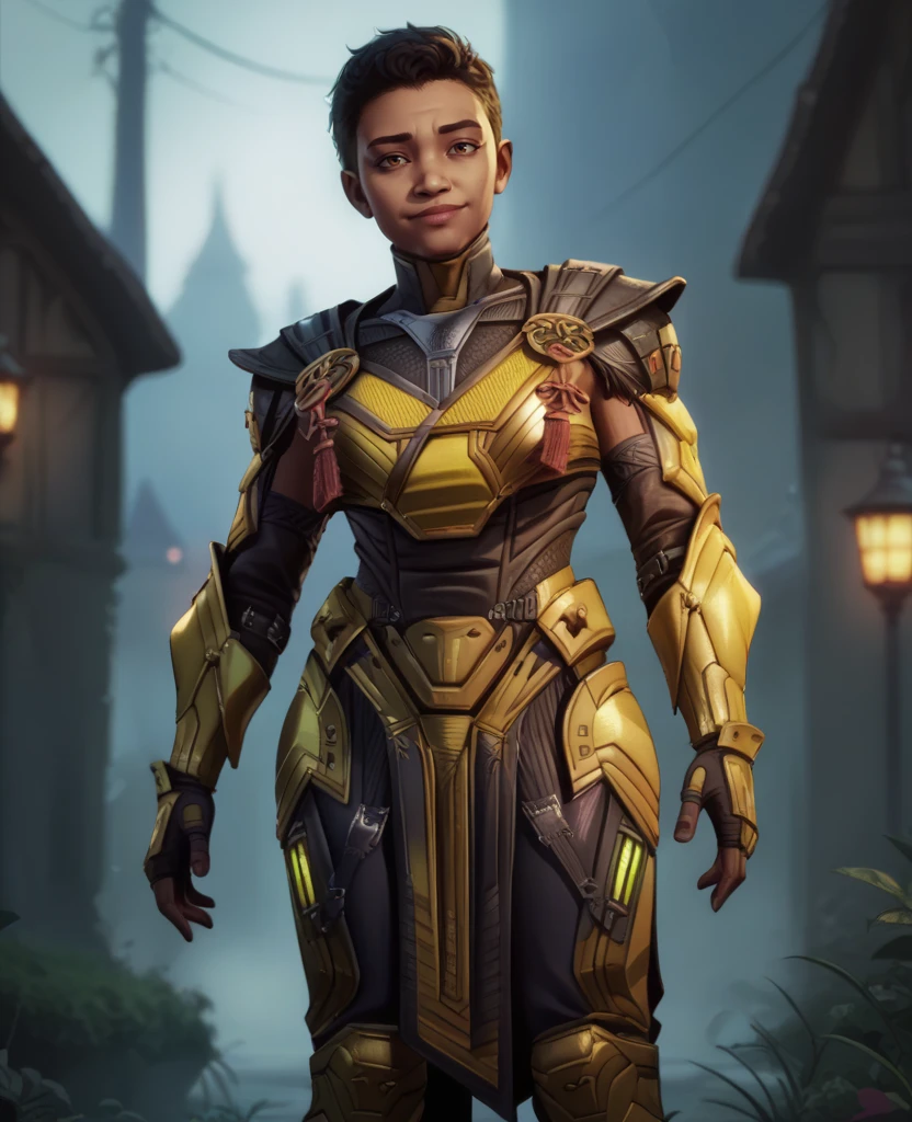 score_9,score_8_up,score_7_up,score_6_up,
cyraxmk1,black hair,brown eyes,short hair,
standing,yellow armor,  light smile, 
outside,night,<lora:Cyraxmk1xl-12-51:0.8>,