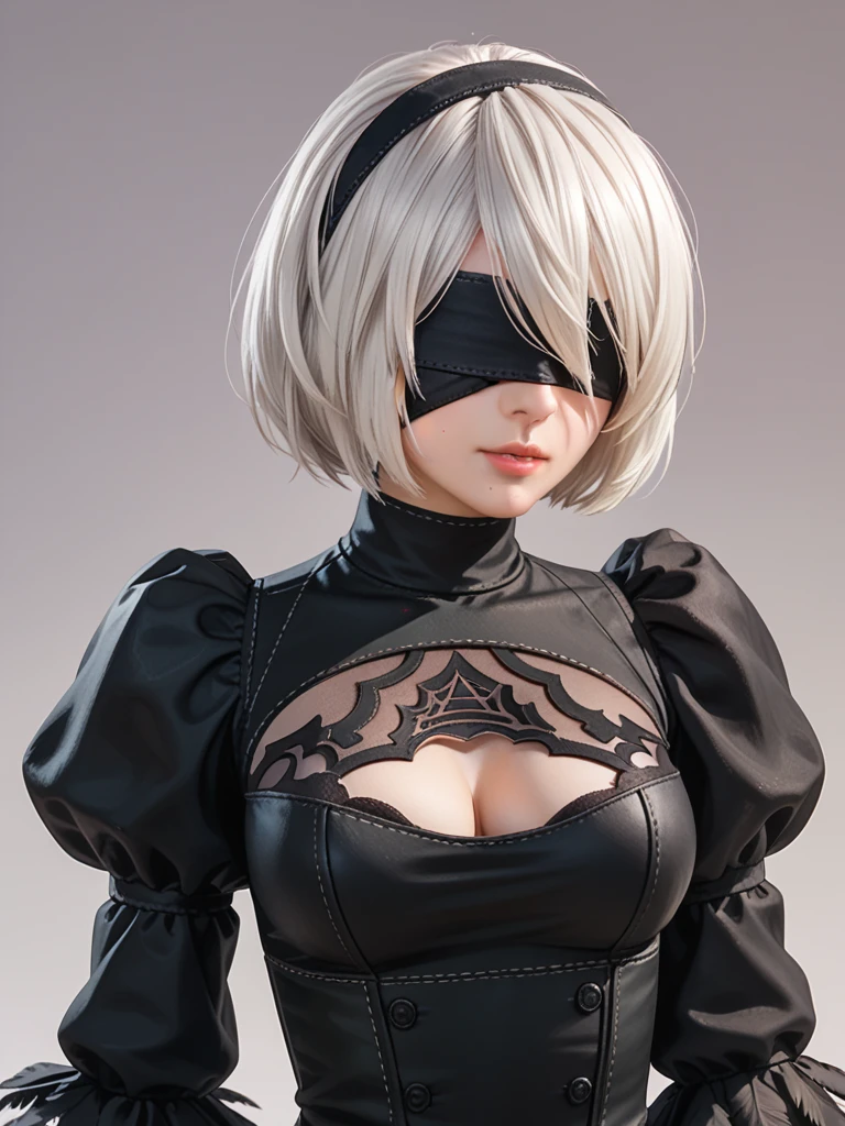 score_9, score_8_up, score_7_up,score_6_up, score_5_up, 1girl, looking at the viewer, 2b_(nier:automata), nier_(series), white_hair, covered_eyes,