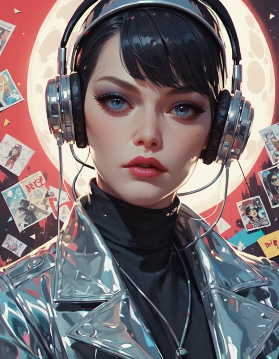 <lora:retroglamxr_v1.0:0.7> score_9, score_8_up, score_7_up, retroglamxr, 1girl, blue eyes, black hair, poster, moon, headphones