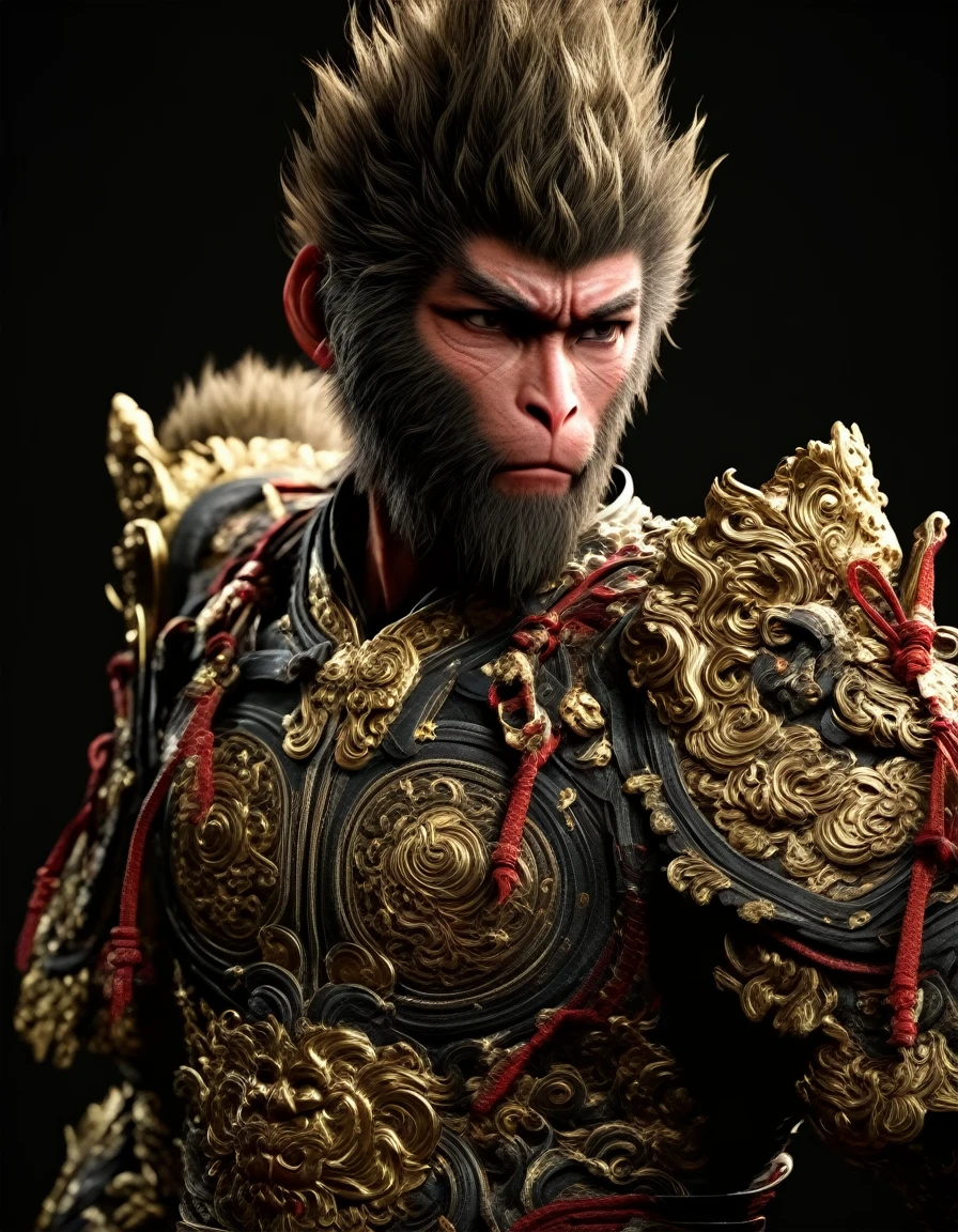 (masterpiece, best quality, stunning, highly detailed,high-contrast palette), ultrarealistic 4k,photoart_style,
wukong, wukong dasheng,male focus,solo,looking at viewer,
Cinematic Lighting, movie-level texture, trending on artstation,
<lora:wukong-000012:0.9>