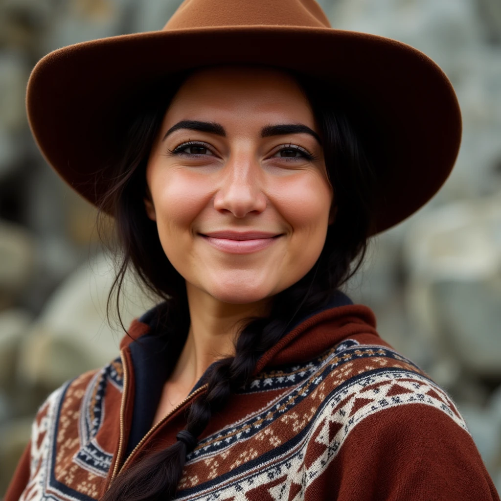 UHD, 4k, ultra detailed, cinematic, a photograph of <lora:hon3y2 v3:1>
hon3y2
hon3y2 a native woman wearing a native hat and a sweater, perfect image, perfect body, perfect anatomy, sharp image, detailed image, dslr photography, high quality photography, hon3y2 style, solo, long hair, looking at viewer, smile, black hair, hat, brown eyes, closed mouth, upper body, braid, hair over shoulder, brown headwear, head tilt, portrait, cowboy hat, poncho, cowboy western, iphone photography style, epic, beautiful lighting, inpsiring