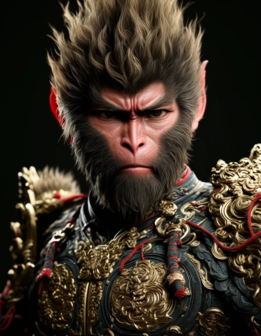 (masterpiece, best quality, stunning, highly detailed,high-contrast palette), ultrarealistic 4k,photoart_style,
wukong, wukong dasheng,male focus,solo,looking at viewer,
Cinematic Lighting, movie-level texture, trending on artstation,
<lora:wukong-000012:0.9>