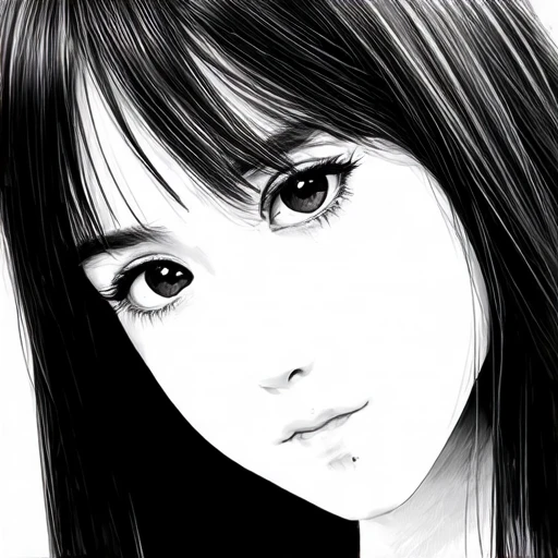 LF_FACE, brown hair, brown eyes, mole on her face, white girl, solo, 1girl, monochrome, grayscale