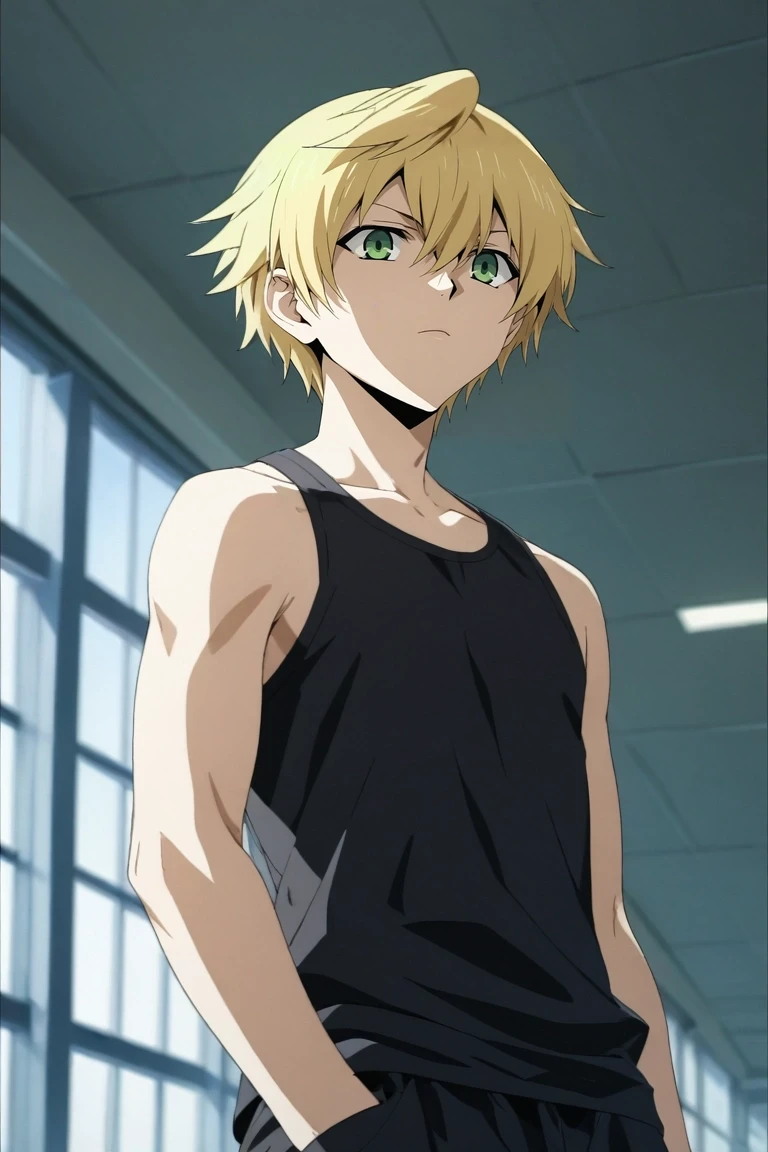 Highres, Masterpiece, Best quality at best,Best Quality,hight quality, hight detailed, 1boy, Blonde, Earring, Shota, Sheer dress, Sweat, Slim body, Upper body, Depth of field, Anime Screencap Style, Seen from front, (very small and short stature), ( boy), 12-year-olboylurryckground