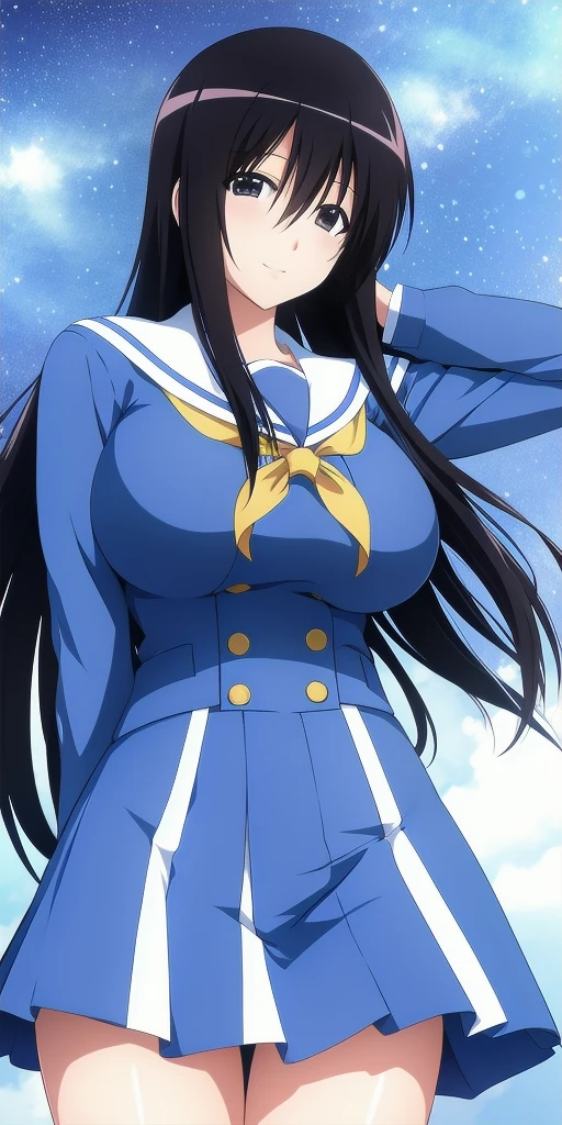 <lora:ohno_kanakoV7:0.7> ohno_kanako, arms_behind_back, huge_breasts, standing, solo, starry_sky, school_uniform,, masterpiece, best_quality, detailed_face, detailed_eyes, highres, beautiful, detailed, absurdres,