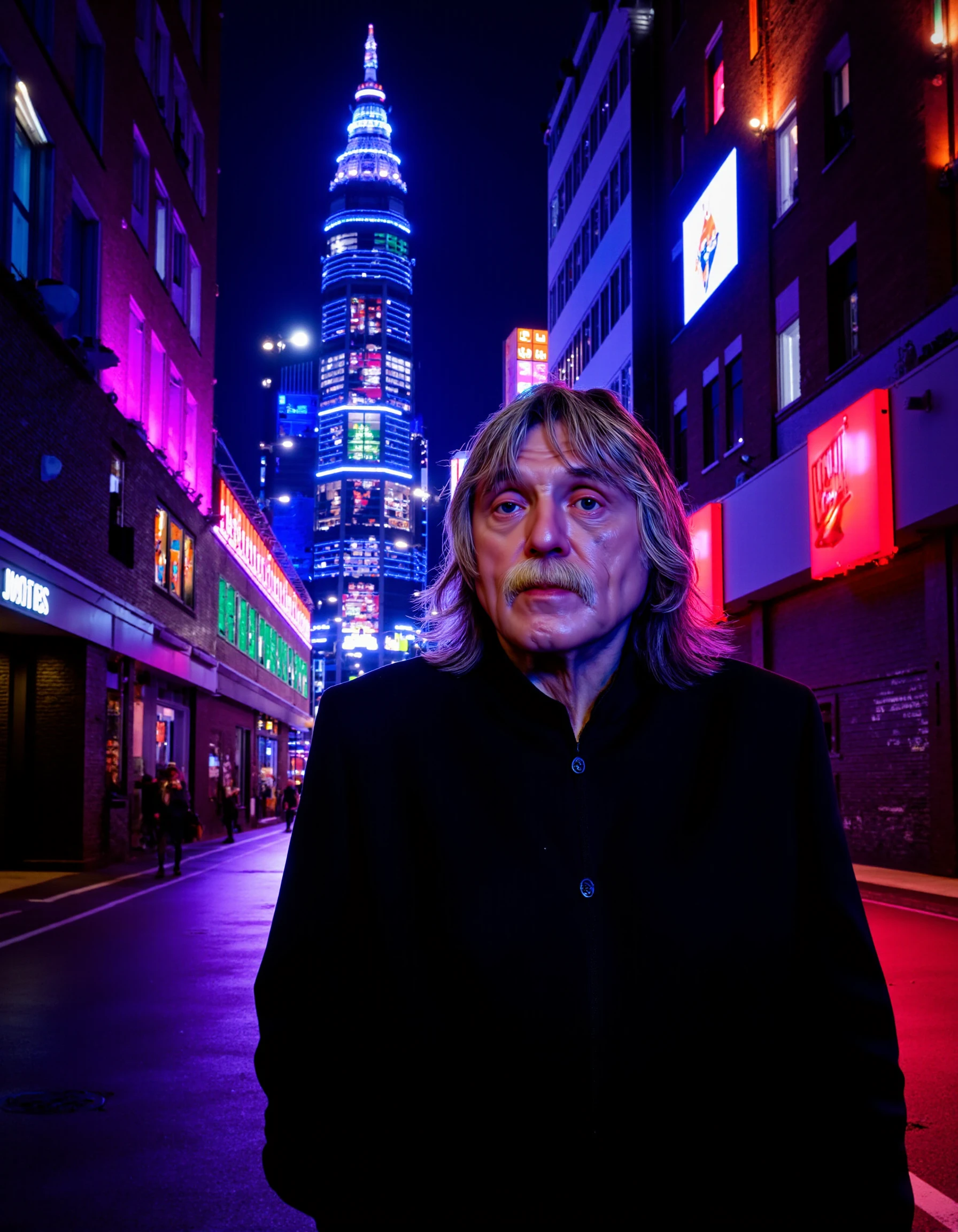 cyberpunk cityscape HDR photo of <lora:Johan Derksen:1.8> a man called Johan Derksen . neon lights, dark alleys, skyscrapers, futuristic, vibrant colors, high contrast, highly detailedâââ