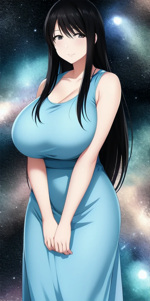 <lora:ohno_kanakoV7:0.7> ohno_kanako, arms_behind_back, huge_breasts, standing, solo, starry_sky, pencil_dress,, masterpiece, best_quality, detailed_face, detailed_eyes, highres, beautiful, detailed, absurdres,