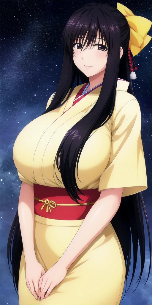 <lora:ohno_kanakoV8:0.7> ohno_kanako, arms_behind_back, huge_breasts, standing, solo, starry_sky, japanese_clothes,, masterpiece, best_quality, detailed_face, detailed_eyes, highres, beautiful, detailed, absurdres,